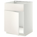 METOD Base cabinet f sink w door/front, white/Veddinge white, 60x60 cm