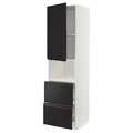 METOD / MAXIMERA Hi cab f micro w door/2 drawers, white/Upplöv matt anthracite, 60x60x220 cm