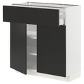 METOD / MAXIMERA Base cabinet with drawer/2 doors, white/Nickebo matt anthracite, 80x37 cm