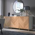 BESTÅ Storage combination with doors, white/Hedeviken/Ösarp oak veneer, 180x42x74 cm