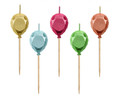 Birthday Picks Candles Balloons, metallic, 5pcs