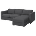 VIMLE Cover 3-seat sofa w chaise longue, Hallarp grey