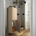 BESTÅ Wall cabinet with 2 doors, white stained oak effect/Lappviken white stained oak effect, 60x22x128 cm