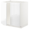 METOD Base cabinet for sink + 2 doors, white/Voxtorp high-gloss/white, 80x60 cm