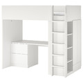 SMÅSTAD Loft bed, white white/with desk with 3 drawers, 90x200 cm