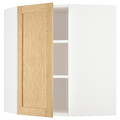 METOD Corner wall cabinet with shelves, white/Forsbacka oak, 68x80 cm