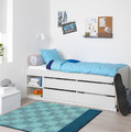 SLÄKT Bed frame w storage+slatted bedbase, white, 90x200 cm