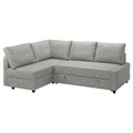 FRIHETEN Corner sofa-bed with storage, with extra back cushions/Faringe light grey