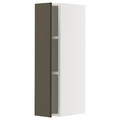 METOD Wall cabinet with shelves, white/Havstorp brown-beige, 20x80 cm