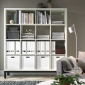 KALLAX Shelving unit with underframe, white/black, 147x164 cm