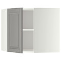 METOD Corner wall cabinet with shelves, white/Bodbyn grey, 68x60 cm