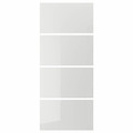 HOKKSUND 4 panels for sliding door frame, high-gloss light grey light grey, 100x236 cm