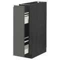 METOD Base cabinet/pull-out int fittings, black/Voxtorp dark grey, 20x60 cm