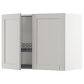 METOD Wall cabinet w dish drainer/2 doors, white/Lerhyttan light grey, 80x60 cm