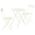 SUNDSÖ Table and 2 folding chairs, outdoor off-white/off-white, 65 cm