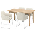 SKANSNÄS/TOSSBERG Table and 4 chairs, light beech veneer/white Gunnared beige, 150/205 cm