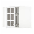 METOD Corner wall cab w carousel/glass dr, white/Stensund white, 68x60 cm