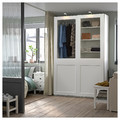 PAX / GRIMO Wardrobe combination, white/clear glass white, 150x66x236 cm