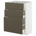 METOD / MAXIMERA Base cabinet with 3 drawers, white/Havstorp brown-beige, 60x37 cm