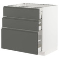 METOD / MAXIMERA Base cabinet with 3 drawers, white, Voxtorp dark grey, 80x60 cm