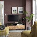 BESTÅ TV bench with drawers, black-brown Hedeviken/Stubbarp/oak veneer, 120x42x48 cm