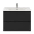 Goodhome Wall-mounted Basin Cabinet Imandra Slim 80cm, matt black