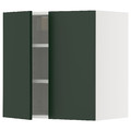 METOD Wall cabinet with shelves/2 doors, white/Havstorp deep green, 60x60 cm