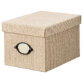 KVARNVIK Storage box with lid, beige, 18x25x15 cm