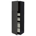 METOD / MAXIMERA Hi cab w 2 doors/4 drawers, black/Nickebo matt anthracite, 60x60x200 cm