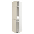 METOD High cab f fridge/freezer w 3 doors, white/Havstorp beige, 60x60x240 cm