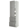 METOD / MAXIMERA Hi cab w shlvs/4 drawers/dr/2 frnts, white/Bodbyn grey, 60x60x220 cm