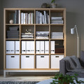 KALLAX Shelving unit with underframe, white stained oak effect/white, 147x164 cm