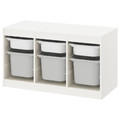 TROFAST Storage combination with boxes, white, gray, 99x44x56 cm