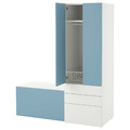 SMÅSTAD / PLATSA Storage combination, white blue/with bench, 150x57x181 cm