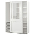 PAX / GRIMO Wardrobe combination, white/clear glass white, 150x66x201 cm