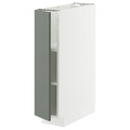 METOD Base cabinet with shelves, white/Nickebo matt grey-green, 20x60 cm