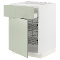 METOD / MAXIMERA Base cab f hob/drawer/2 wire bskts, white/Stensund light green, 60x60 cm