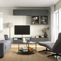 BESTÅ TV storage combination/glass doors, dark grey Lappviken/Sindvik dark grey, 240x42x231 cm