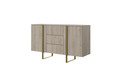 Cabinet with 2 Doors & 3 Drawers Verica 150 cm, biscuit oak/gold legs