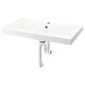 BACKSJÖN Wash-basin with water trap, white, 80x48 cm