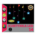 Christmas Curtain Lights Indoor 14 LED 1m, battery-operated, multicolour, clear cable