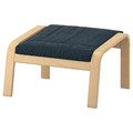 POÄNG Footstool, birch veneer, Hillared dark blue