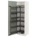 METOD High cabinet with pull-out larder, white/Stensund light green, 60x60x200 cm