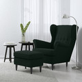 STRANDMON Armchair and footstool, Tallmyra dark green