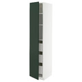 METOD / MAXIMERA High cabinet with drawers, white/Havstorp deep green, 40x60x200 cm