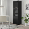 BESTÅ Storage combination w/glass doors, black-brown, Lappviken black-brown, clear glass, 60x42x192 cm