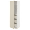 METOD / MAXIMERA High cabinet with drawers, white/Havstorp beige, 60x60x200 cm