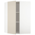 METOD Corner wall cabinet with shelves, white/Havstorp beige, 68x100 cm