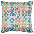 GAFFELBRÄKEN Cushion cover, white/dark grey-turquoise, 65x65 cm