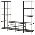 VITTSJÖ TV storage combination, black-brown/glass, 202x36x175 cm